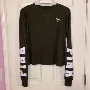 Cropped Victoria’s Secret Pink thermal tee